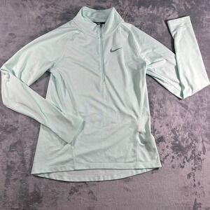 Nike Dri Fit Womens Light Mint Green Quarter Zip Running Top XS
